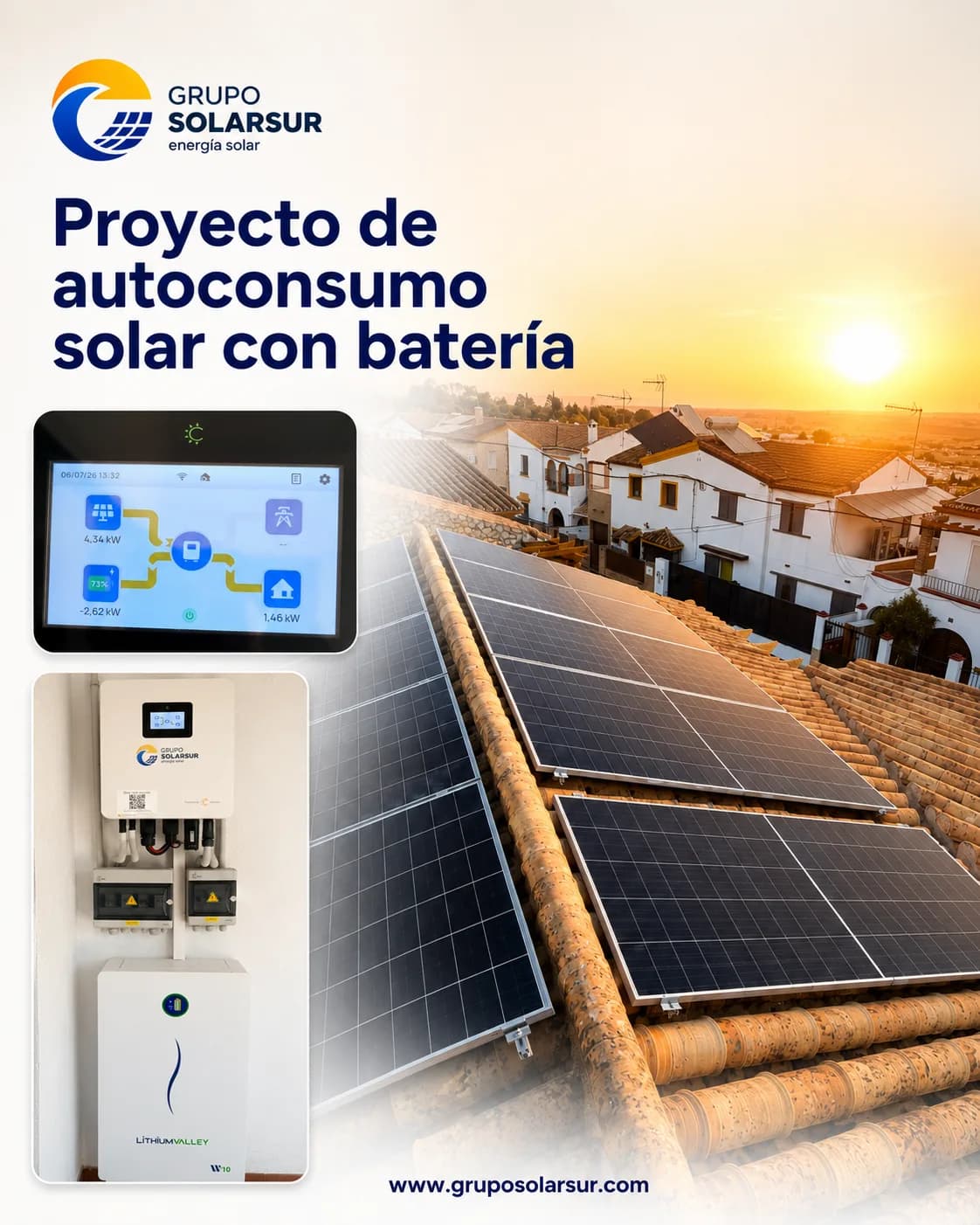 Portada del proyecto de autoconsumo solar con batería en Camas, Sevilla