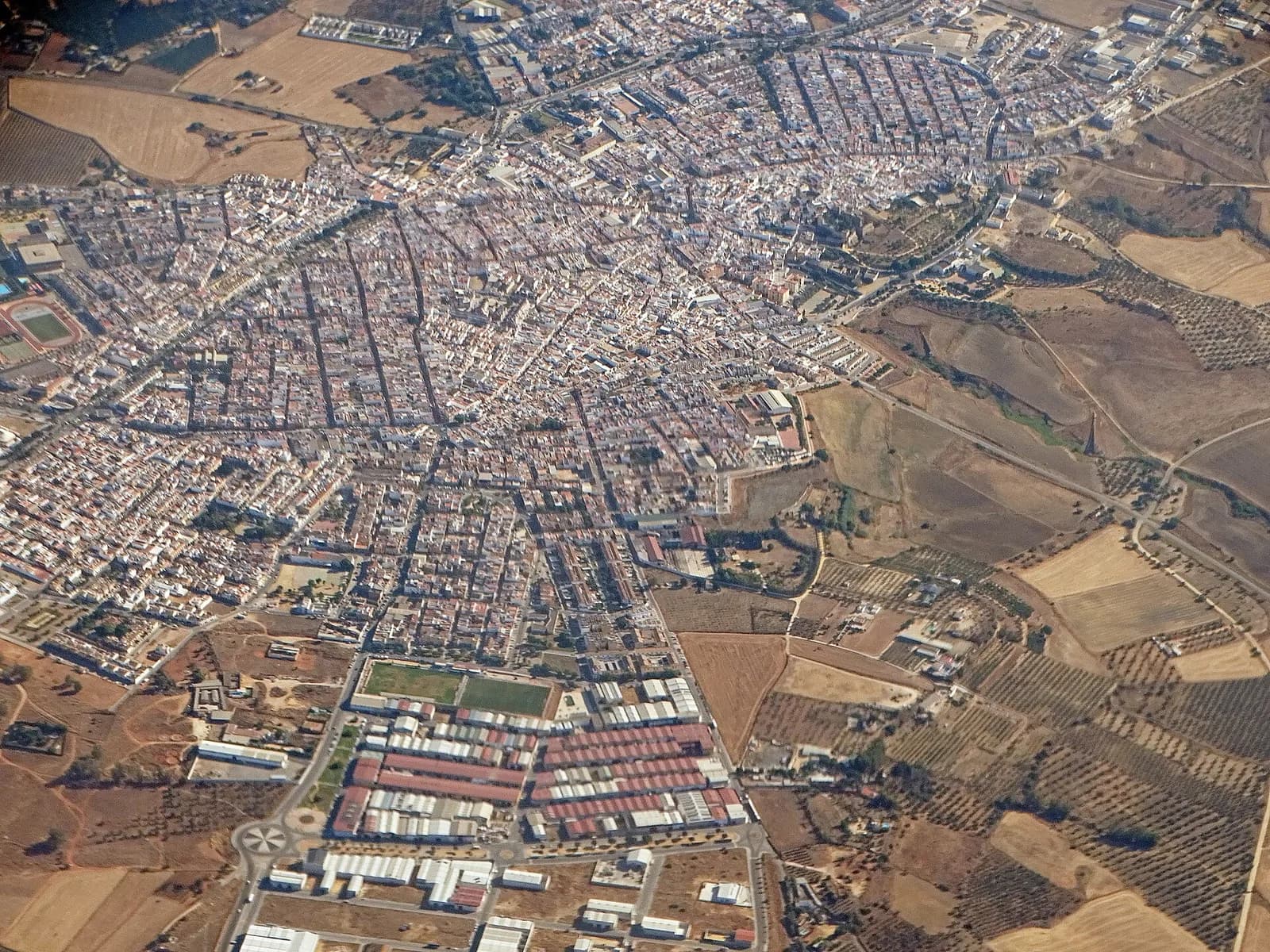Vista aérea del municipio en Mairena del Alcor
