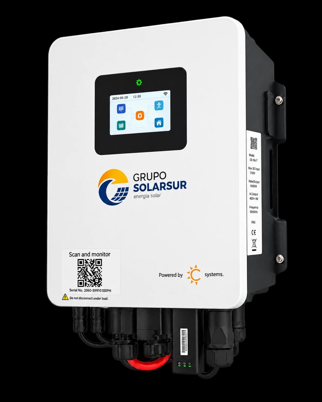 Inversor Solámico de Grupo Solarsur con pantalla de monitorización